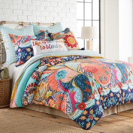 Levtex Home - Jules Duvet Cover Set - Full/Queen Duvet Cover (90 x 94in.) + Two Standard Pillow Cases (26 x 20in.) - Bohemian - Teal, Orange, Yellow, Green, Blue, Red, Navy - Cotton