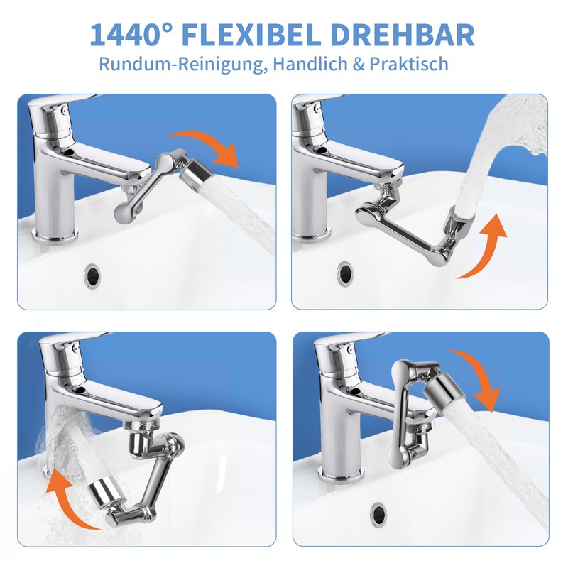 Figarge Bathroom Tap Attachment Rotating Tap Attachment Extension 1440 Swivel