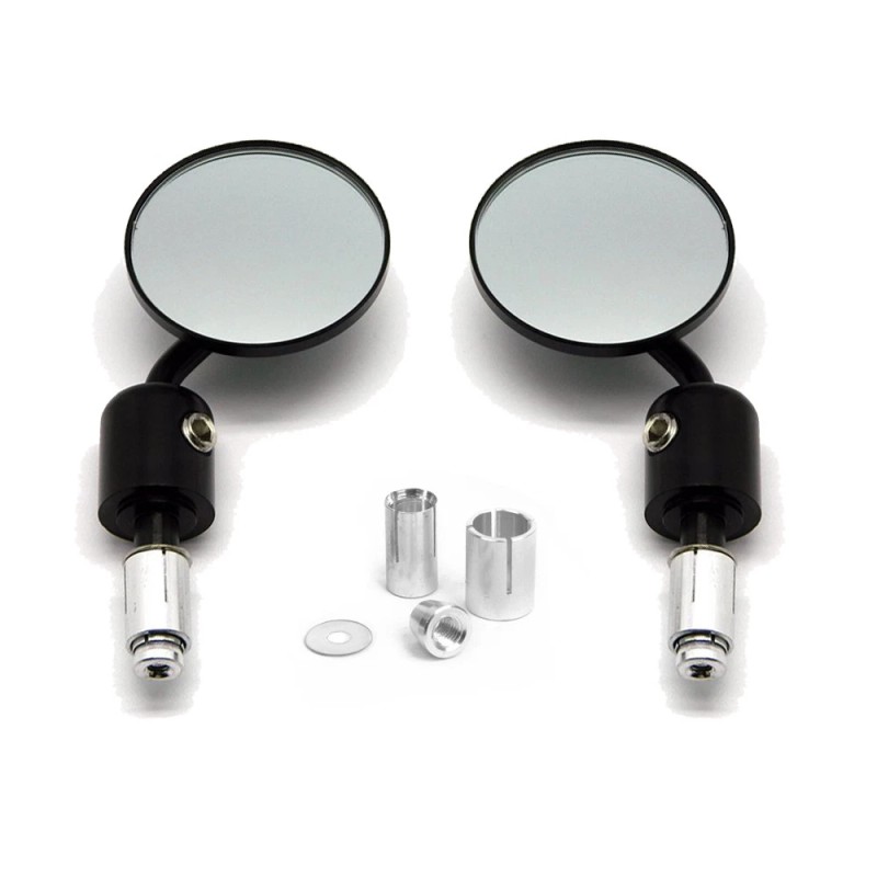 KEEPDSGN Motorcycle Round 7/8 Handle Bar End Mirror Black For