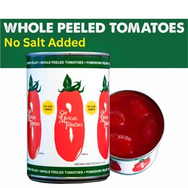 SMT San Merican Tomato No Salt Added Whole Peeled Tomatoes, 14.5oz (Pack of 6) - Grown in United States