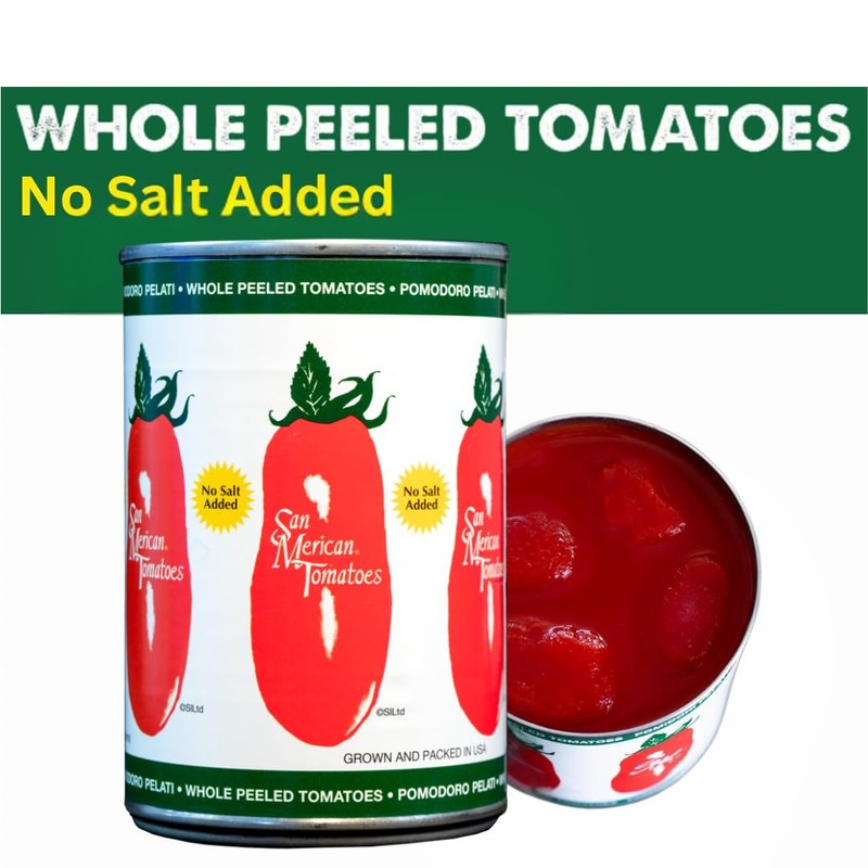 SMT San Merican Tomato No Salt Added Whole Peeled Tomatoes,