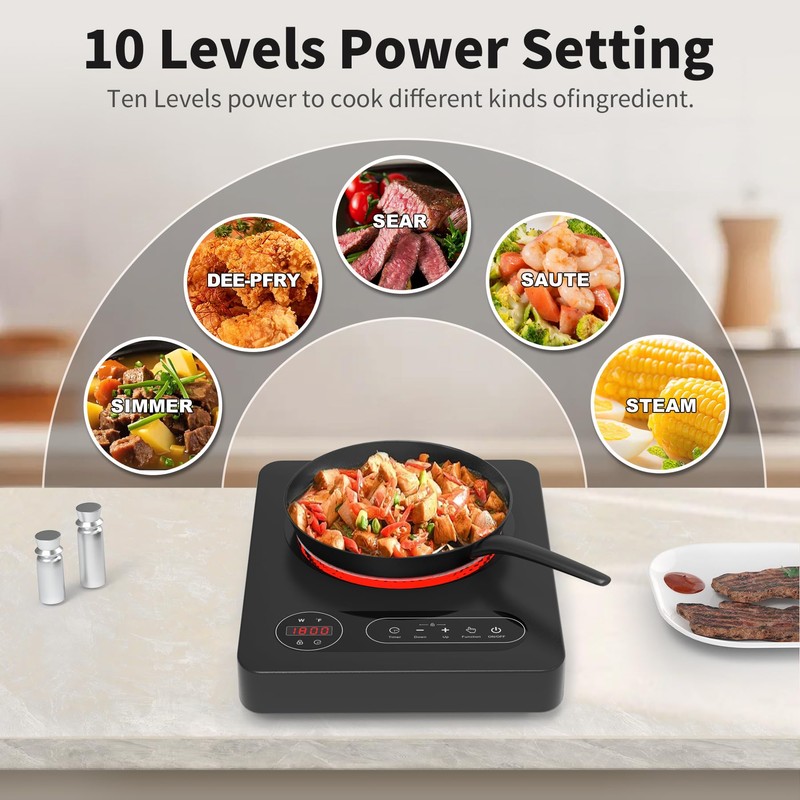 VBGK Single Burner Electric Cooktop,110V 1800W Electric Stove Top with