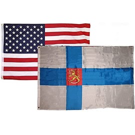 AES 3x5 3’x5’ Wholesale Set (2 Pack) USA American & Valtiolippu Finland Flag Banner Fade Resistant Double Stitched Premium Penant House Banner Grommets