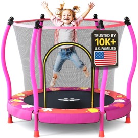 Happin® 55'' Toddler Trampoline Indoor & Outdoor, Classic 5FT Recreational Kids Trampoline Indoor Ages 1-8, Safety Trampolines for Kids with Safety Enclosure Net, Toddler Gift for Boys & Girls