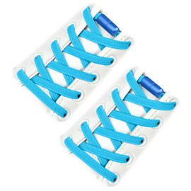 Yumoning 2 Pairs (4 Pieces) Elastic Shoelaces, No Tie Shoelaces, Elastic Shoelaces, Casual Shoes, Leather Shoes, Sports Shoes, Kids, Adults, Elderly People (Light Blue)
