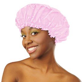 DONNA Satin Lined Shower Cap for Women Silk Hair Bonnets for Women Satin Bonnet Curly Hair Wrap for Sleeping Cap PINK