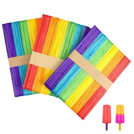 LNQ LUNIQI Pack of 150 Colourful Craft Wooden Sticks, Colourful Wooden Sticks Set, Ice Sticks and Craft Sticks, Versatile Craft Material, Ideal for DIY Crafts, Art Projects