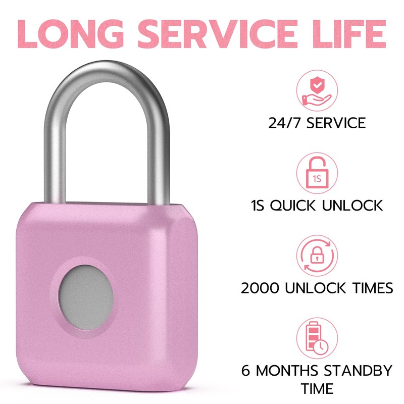Fingerprint Padlock eLinkSmart Gym Locker Lock for Girls Women with