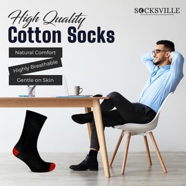 10 Pairs Mens Crew Socks Cotton Rich | Black Socks Colour Heels Toes | Everyday Casual Wear, Home, Work, Indoor/Outdoor Sports, Running & Athletic Wear | Soft, Durable & Quick Drying Mens Socks 7-11