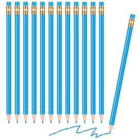 12 Pieces Erasable Pencils Pencils Sharpened Pencils HB Pencils with Eraser Wood Correcting Pencils Checking Pencils (Blue)