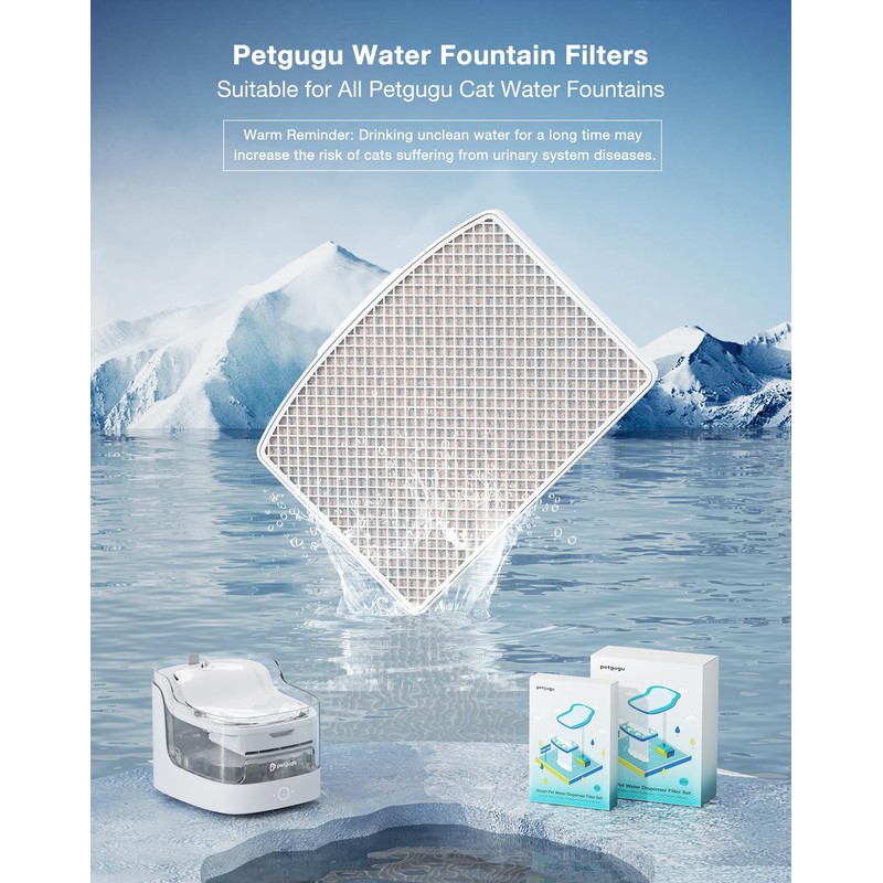 PETGUGU 3 Pack Replacement Filter for PF1/PF1L Pet Fountain, Conduit