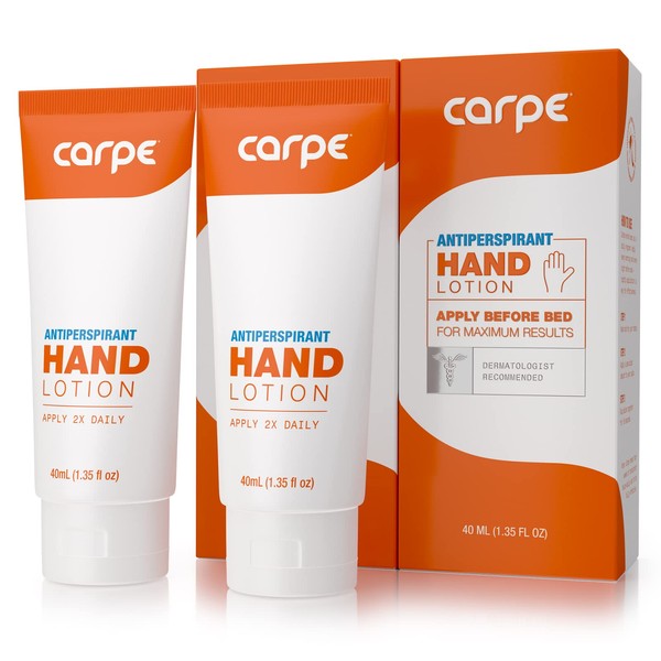 Carpe Antiperspirant Hand Lotion (Pack of 2), A dermatologist-recommended, non-irritating, smooth lotion that helps stop hand sweat, great for hyperhidrosis or excessive sweat (Original Eucalyptus)