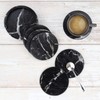 Leather Coasters with Holder Set of 6,Black Marble Coasters for