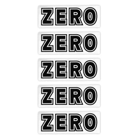 Zero Skateboard Stickers Bold Logo Clear/Black 6.5" x 2.25" 5-Pack