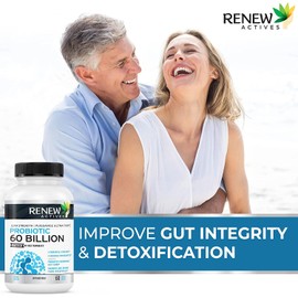 NEW! Renew Actives Probiotics 60 Billion CFU with MAKTREK Bi-Pass Technology, Probiotics Made to Survive Stomach Acid with Advanced Absorption for Digestive Health, Immunity, & 60 Capsules!