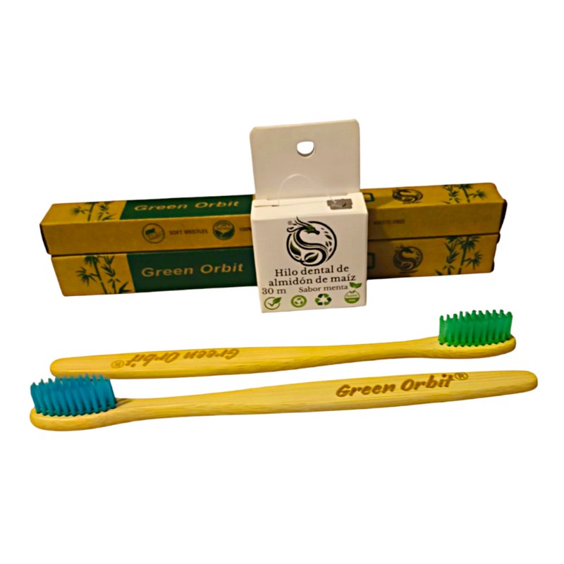 Green Orbit, Kit de Higiene Bucal, 2 Cepillos de Bambú