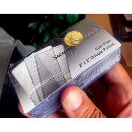 50 Pack Double Pocket 2x2 Unplasticized Vinyl Flips Safe for Long Term Coin Storage