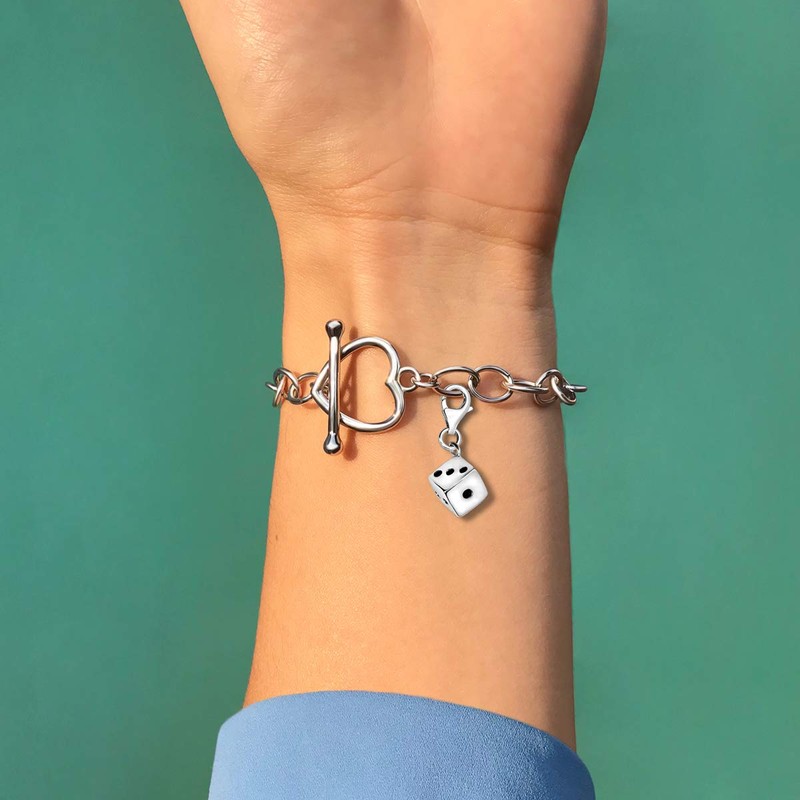 Quiges Charms Anhänger Versilbert Wurfel Versilbert Damen Schmuck für Bettelarmband