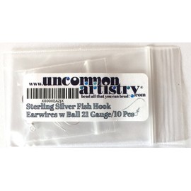 UnCommon Artistry Sterling Silver Fish Hook Ear Wires with Ball 21 Gauge (10)