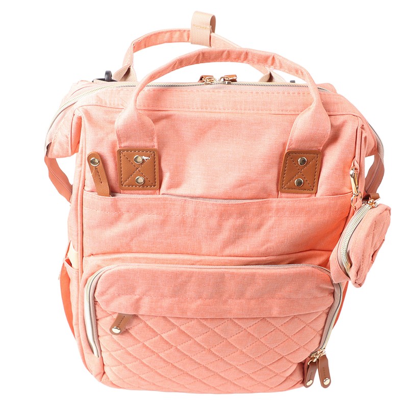Pink Diaper Bag Backpack Multi Compartment Waterproof Large Capacity Travel