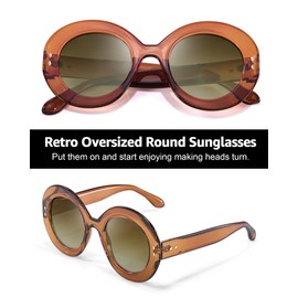 SODQW Trendy Oversized Round Sunglasses for Women - Large Big Style Fashion Shades with UV Protection