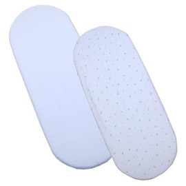 BabyPrem Pack of 2 Fitted Moses Basket Sheets 100% Cotton - 1 White & 1 Moon & Stars Design