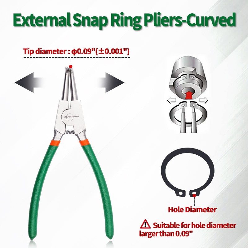 SPEEDWOX Circlip Pliers 9-Inch Snap Ring Pliers External Heavy Duty