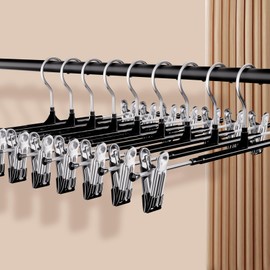 Pants Hangers with Clips 20 Pack Non-Slip Shorts Hangers 12 Inch, Black