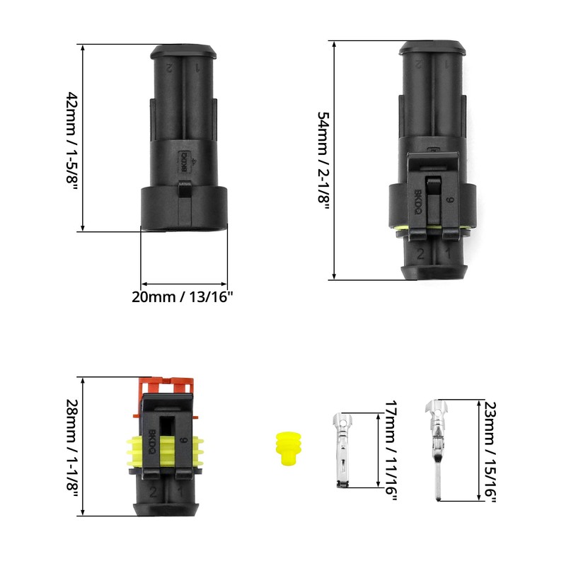 QWORK® 10 pieces car plug waterproof connector 2 pin, cable