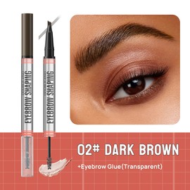 4-Fork Liquid Brow Pen + Waterproof Dual-End Brow Gel and Shaping Brush (dark brown)