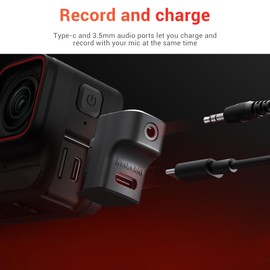 CYNOVA ACE PRO Mic Adapter for Insta360, Compatible with Insta360 Ace Support Capture Audio 3.5 mm USB-C Port Action Camera Insta360 ACE Pro Accessories
