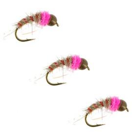 Steelhead Flies by Colorado Fly Supply - Steelhead Pink Squirrel Fly Fishing Lure - Fly Fishing Flies and Lures for Steelhead Salmon and Trout - 3-Pack of Flies - Steelhead Fishing Lures