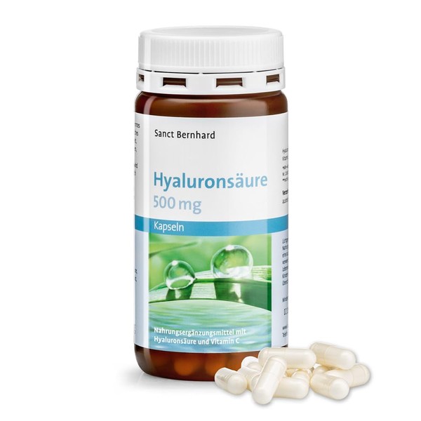Sanct Bernhard Hyaluronic Acid Capsules 500mg with 40mg Vitamin C & 500mg Pure Hyaluronic Acid 90 Capsules for 3 Months