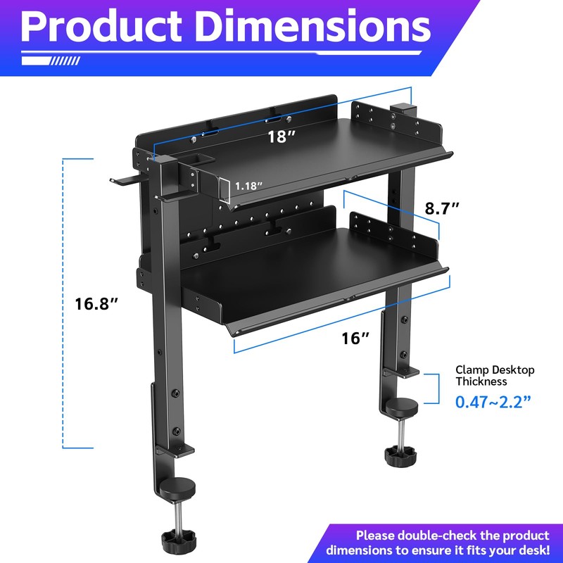 Metal Clamp On Desk Shelf,Storage Shelves with Pegboard and Pencil