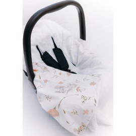Viculii Double Sided Baby Wrap for car seat | baby mouse and flowers wrap swaddle cover cosytoes blanket for car seat 100x100cm | girl
