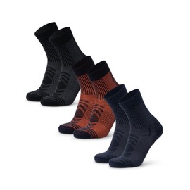 DANISH ENDURANCE Lightweight Merino Wool Hiking Socks, Summer Wool Socks, Merino Socks, Padded, Breathable & Anti-Blister, Unisex, for Men & Women, 3 & 5 Pairs, Multicoloured (1x Navy/Orange, 1x Black