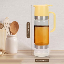 Kawlity 12 Oz Glass Honey Dispenser No Drip with Silicone Base, Coffee Syrup Dispenser Pot with Handle for Pancake, Tea or Honey Pot, Includes Cleaning Brush, Perfect for Home & Travel