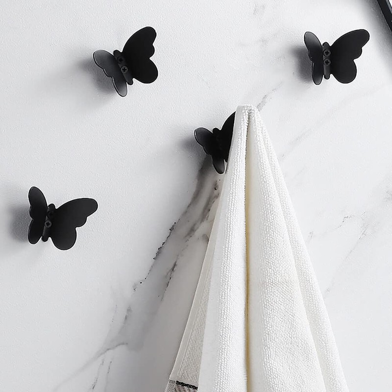 Uposao 6Pcs Stainless Steel Wall Hook, Butterfly Shaped Hooks Bathroom