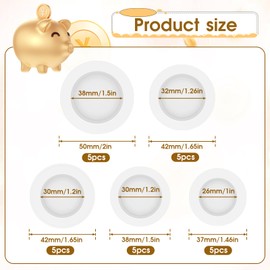 15 PCS Rubber Saving Box Plug, Piggy Bank Stopper Rubber Saving Box Plug Round Piggy Bank Stopper Cover White Rubber Money Saving Box Plug Round Piggy Bank Plug for Coin Bank Saving Box, White 5 Sizes