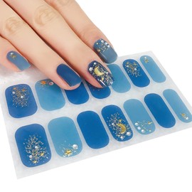 Nanosase 3D Nail Stickers Art, Stylish Nail Polish Strips with Extra Replacement Nail Decals.(Set of 2) (K12 Blue Luxe)