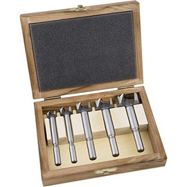 ALPEN Forstner Sharp Sharp 23900005100 Drill Bit Set 5 Pieces (Diameter 15-35 mm, with 3 Flat Shank, with Wooden Box, Wood Drill Bit for Soft and Hardwood)