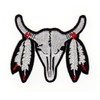 Buffalo Skull Longhorn Indian Feather Patch for Iron-On or Sew