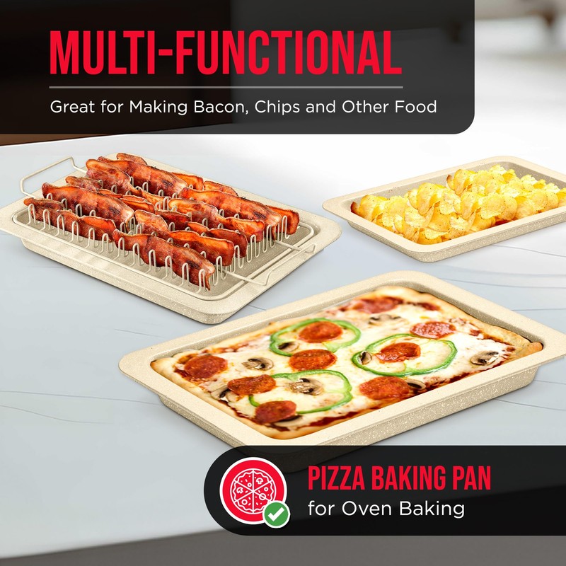 Bacon Tray - 2-Piece Set – Marble Coating - Durable,