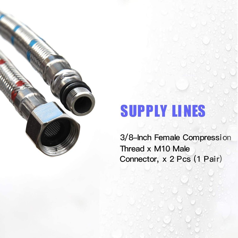 BATHLAVISH 32" Length Faucet Supply Lines 3/8" Comp x M10