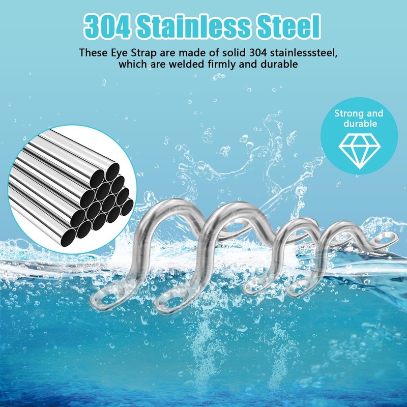 xianzhanEU Pack of 40 Stainless Steel Eye Plates, 60 mm