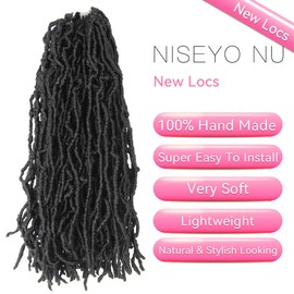 16 Inch Soft Locs Crochet Hair 6 Packs Short Straight Pre-looped New Faux Locs Crochet Hair, 2#(Off Black)
