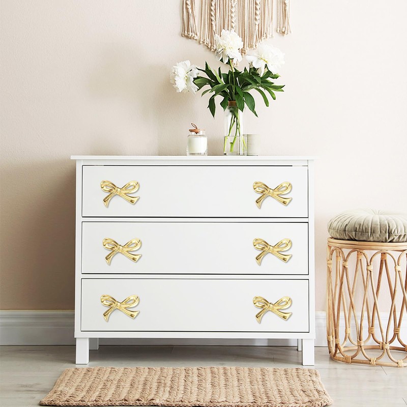 DJAPWPX-Bow Drawer Knobs, Solid Brass Bow Cabinet Knob, Compact Bow