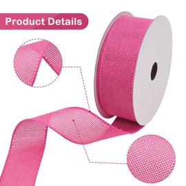 Ribreeze Hot Pink Burlap Wired Ribbon 1-1/2 Inch x 10 Yards for Crafts DIY Decor Parties and Home Outdoor Decoration