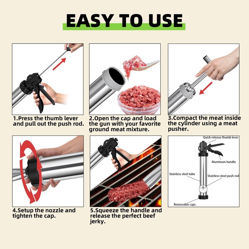 Jangker Beef Jerky Gun Kit - 2lb Stainless Steel Meat