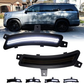 LED Animation Blue Side Marker Lights for Chevy Tahoe Suburban GMC Yukon Escalade ESV 2025+ Blink Fender Flare Indicator LampsLight Color: White dynamic 02-0735, Lamp Type: LED